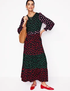 Kleider & Jumpsuits | Midi | Boden Tabitha Gestuftes Jerseykleid-Bunt, Abstrakte Punkte Bunt,AbstraktePunkte