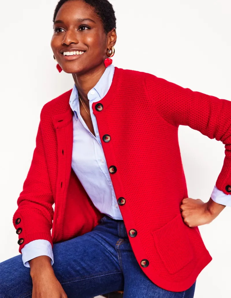 Pullover & Strickjacken | Boden Texturierte Strickjacke mit Ziernaht- Rouge