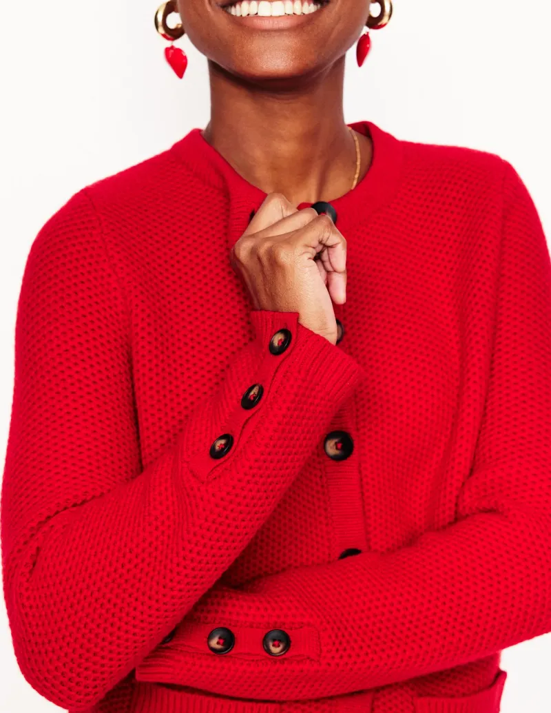 Pullover & Strickjacken | Boden Texturierte Strickjacke mit Ziernaht- Rouge