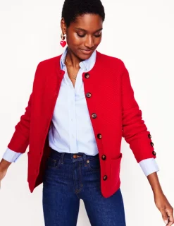 Pullover & Strickjacken | Boden Texturierte Strickjacke mit Ziernaht- Rouge
