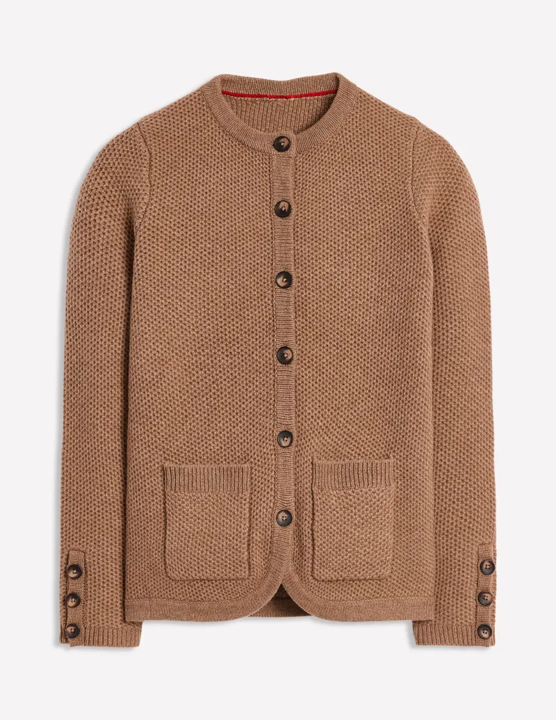 Pullover & Strickjacken | Boden Texturierte Strickjacke mit Ziernaht- Pralinenbraun