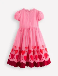 Kleider | Boden Tüllkleid mit Applikation am Saum-Kaugummirosa Herzen KaugummirosaHerzen