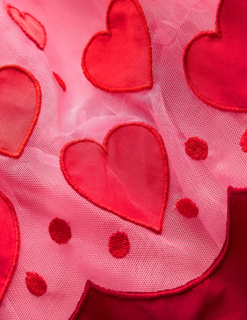 Kleider | Boden Tüllkleid mit Applikation am Saum-Kaugummirosa Herzen KaugummirosaHerzen