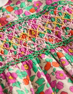 Kleider | Boden Traditionelles Smokkleid-Rosa Apfelblüte Blumenmuster RosaApfelblüteBlumenmuster