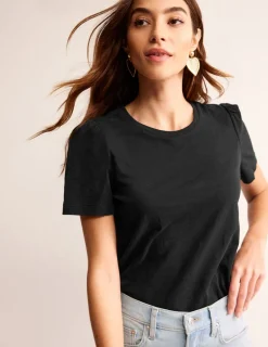 Nachtwäsche & Schlafanzüge | T-shirts & Tops | Boden T-Shirt aus Baumwolle mit Puffärmeln- Schwarz