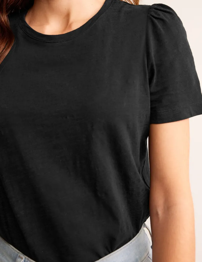 Nachtwäsche & Schlafanzüge | T-shirts & Tops | Boden T-Shirt aus Baumwolle mit Puffärmeln- Schwarz