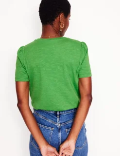 Nachtwäsche & Schlafanzüge | T-shirts & Tops | Boden T-Shirt aus Baumwolle mit Puffärmeln- Paradiesgrün