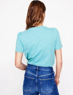 Nachtwäsche & Schlafanzüge | T-shirts & Tops | Boden T-Shirt aus Baumwolle mit Puffärmeln- Enteneiblau