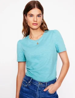 Nachtwäsche & Schlafanzüge | T-shirts & Tops | Boden T-Shirt aus Baumwolle mit Puffärmeln- Enteneiblau