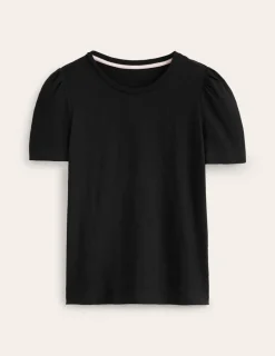 Nachtwäsche & Schlafanzüge | T-shirts & Tops | Boden T-Shirt aus Baumwolle mit Puffärmeln- Schwarz