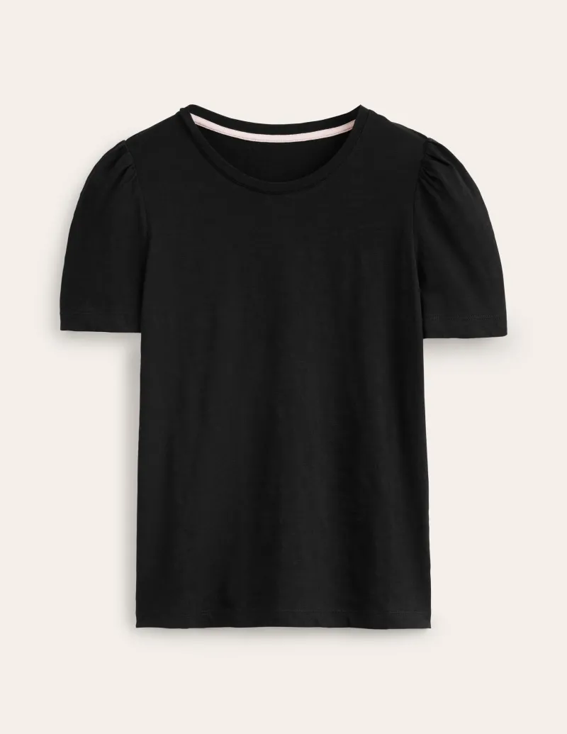 Nachtwäsche & Schlafanzüge | T-shirts & Tops | Boden T-Shirt aus Baumwolle mit Puffärmeln- Schwarz