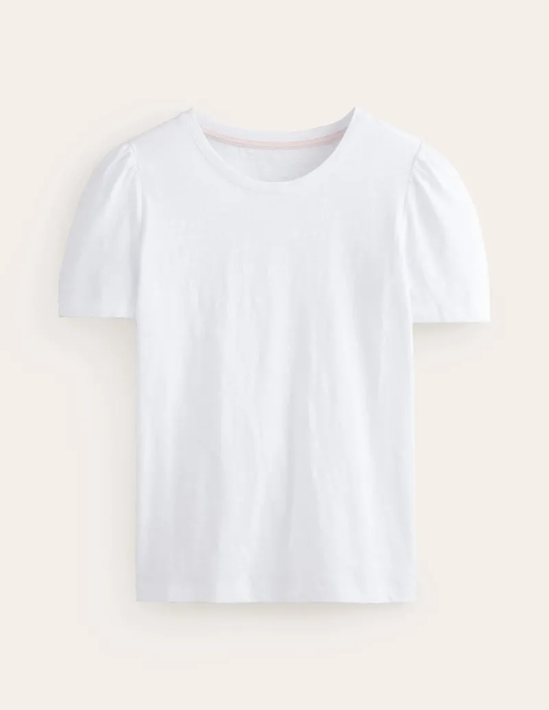 Nachtwäsche & Schlafanzüge | T-shirts & Tops | Boden T-Shirt aus Baumwolle mit Puffärmeln- Weiß