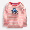 Oberteile & T-shirts | Boden T-Shirt mit Applikation für Jungen-Weiches Naturweiß und Marmeladenrot Streifen WeichesNaturweißundMarmeladenrotStreifen