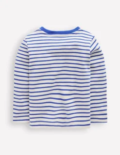 Oberteile & T-shirts | Boden T-Shirt mit Applikation für Jungen-Naturweiß und Blaureiher Streifen NaturweißundBlaureiherStreifen