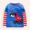 Oberteile & T-shirts | Boden T-Shirt mit Applikation im Lagenlook-Griechisches Blau GriechischesBlau