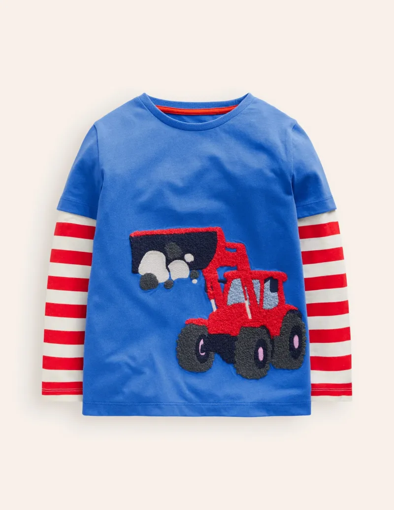 Oberteile & T-shirts | Boden T-Shirt mit Applikation im Lagenlook-Griechisches Blau GriechischesBlau