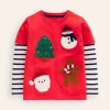 Oberteile & T-shirts | Boden T-Shirt mit Applikation im Lagenlook-Mohnblumenrot Weihnachten MohnblumenrotWeihnachten