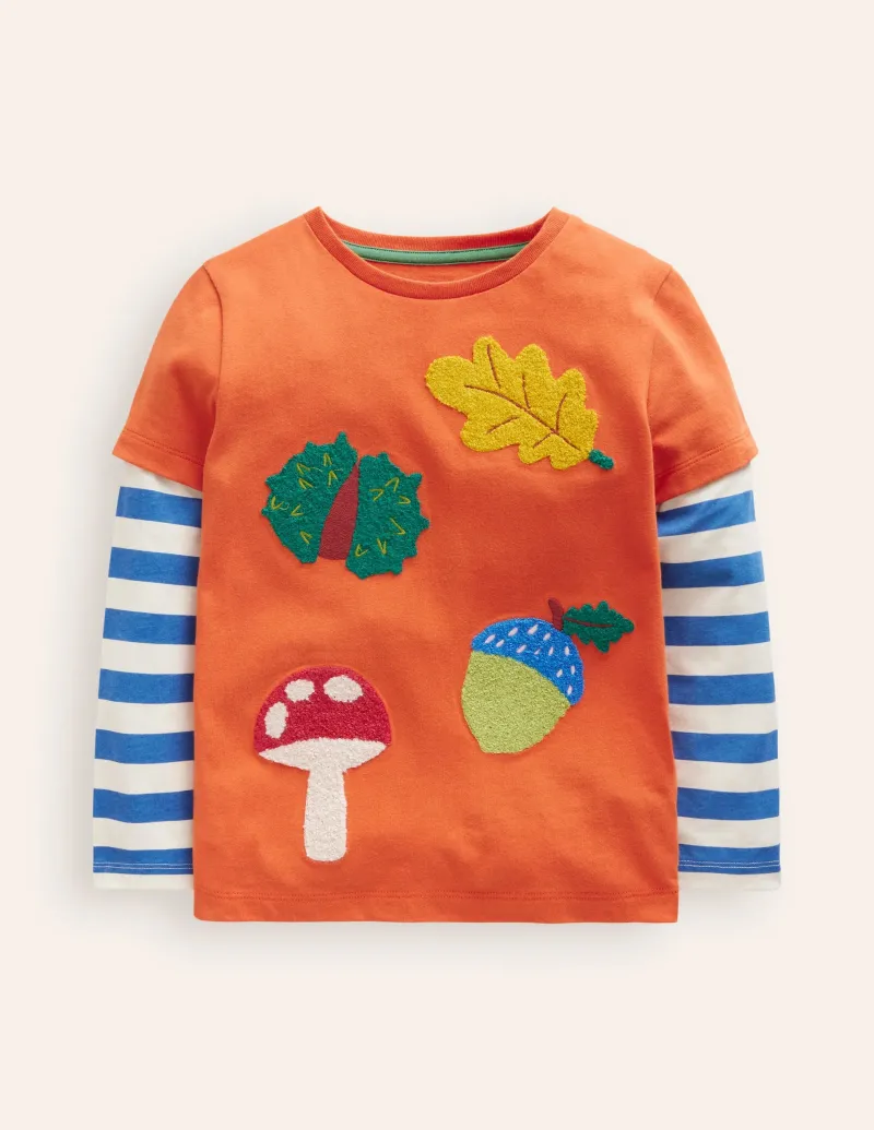 Oberteile & T-shirts | Boden T-Shirt mit Applikation im Lagenlook- Herbst-Ahorn-Orange