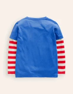 Oberteile & T-shirts | Boden T-Shirt mit Applikation im Lagenlook-Griechisches Blau GriechischesBlau