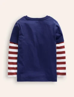 Oberteile & T-shirts | Boden T-Shirt mit Applikation im Lagenlook-Steuerbordblau Biber SteuerbordblauBiber