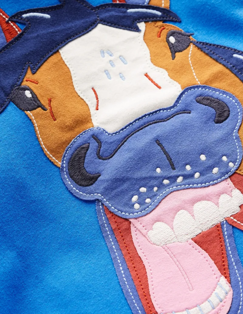 Oberteile & T-shirts | Boden T-Shirt mit Applikation im Lagenlook-Eisvogelblau Pferd EisvogelblauPferd
