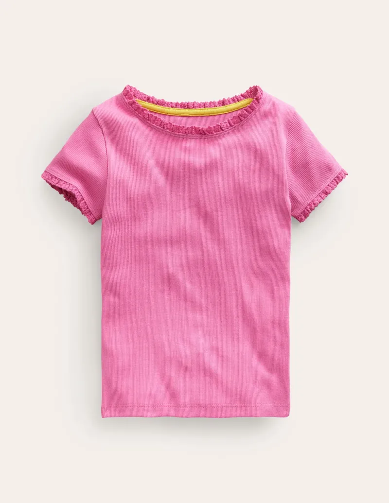 Oberteile & T-shirts | Boden T-Shirt mit kurzen Ärmeln aus Rippstrick- Erdbeereis