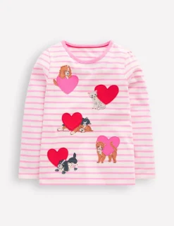 Oberteile & T-shirts | Boden T-Shirt mit Puffärmeln und Applikation-Kaugummirosa/Naturweiß Haustiere Kaugummirosa/NaturweißHaustiere