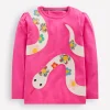 Oberteile & T-shirts | Boden T-Shirt mit Puffärmeln und Applikation-Rosa Mond-Neujahr Schlange RosaMond-NeujahrSchlange