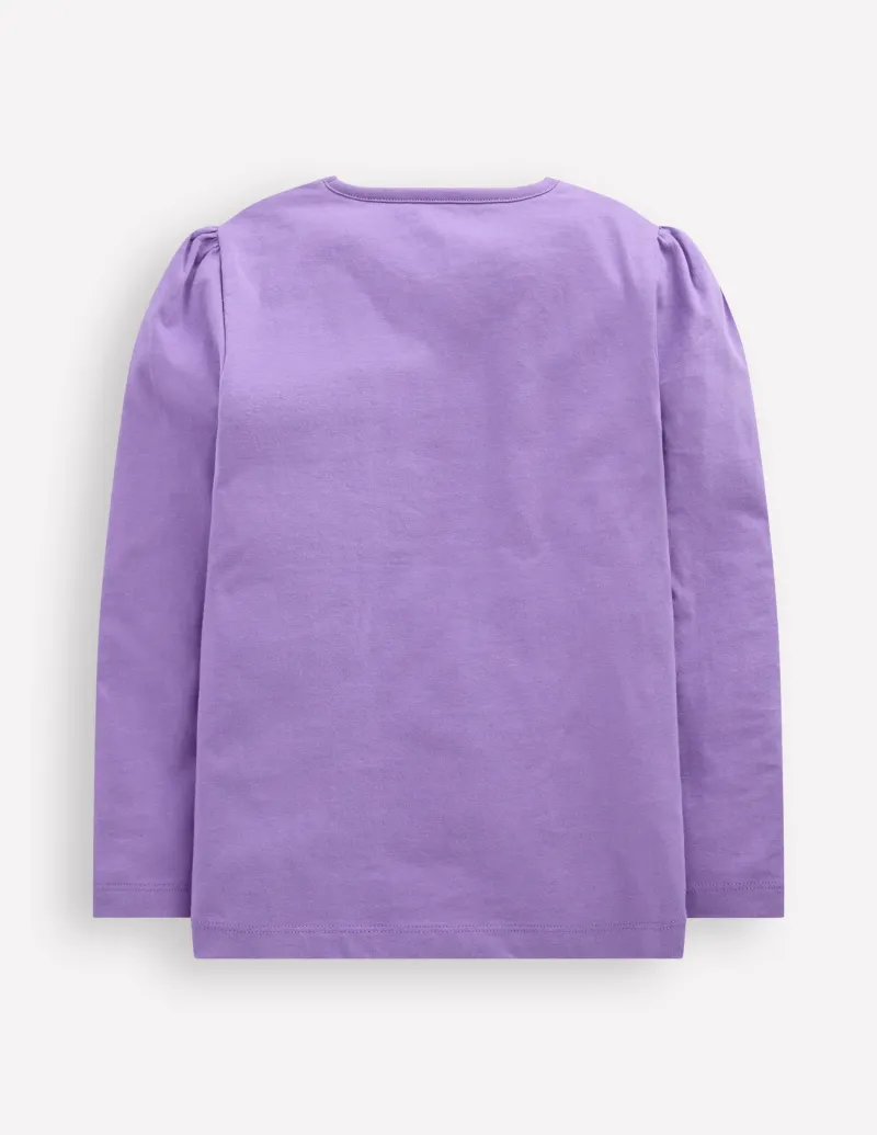 Oberteile & T-shirts | Boden T-Shirt mit Puffärmeln und Applikation-Asternlila Blumen Katzen AsternlilaBlumenKatzen