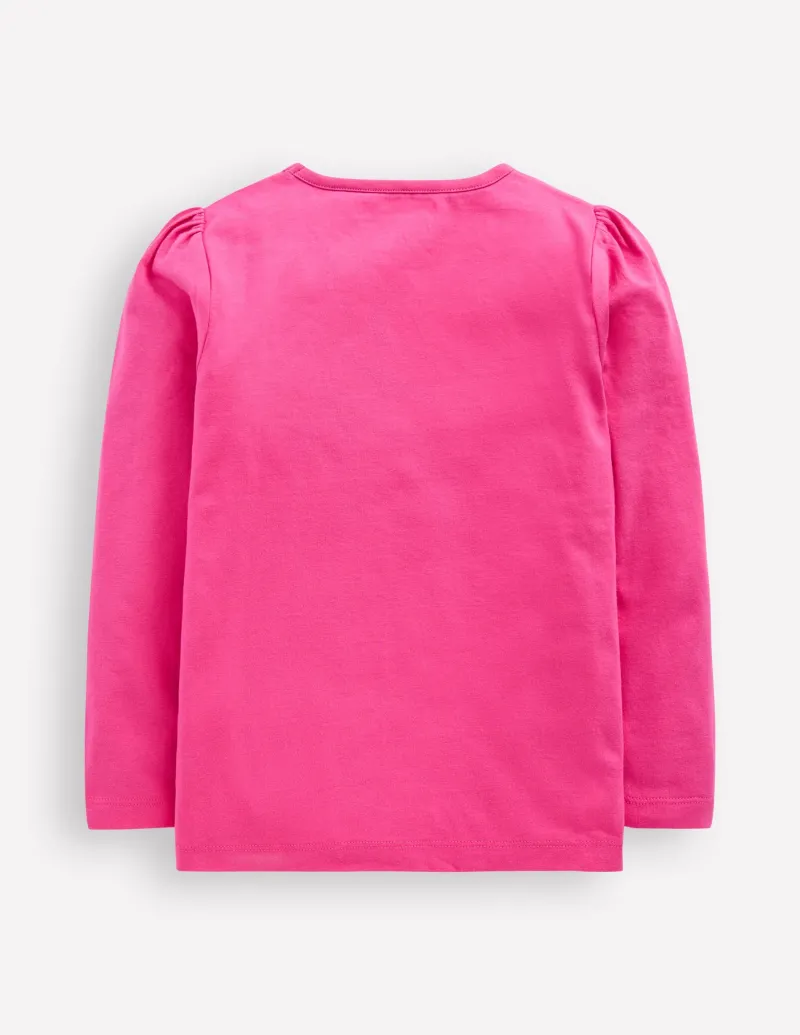 Oberteile & T-shirts | Boden T-Shirt mit Puffärmeln und Applikation-Rosa Mond-Neujahr Schlange RosaMond-NeujahrSchlange