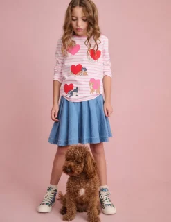 Oberteile & T-shirts | Boden T-Shirt mit Puffärmeln und Applikation-Kaugummirosa/Naturweiß Haustiere Kaugummirosa/NaturweißHaustiere