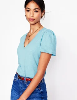 Nachtwäsche & Schlafanzüge | T-shirts & Tops | Boden T-Shirt mit V-Ausschnitt- Enteneiblau