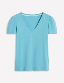 Nachtwäsche & Schlafanzüge | T-shirts & Tops | Boden T-Shirt mit V-Ausschnitt- Enteneiblau