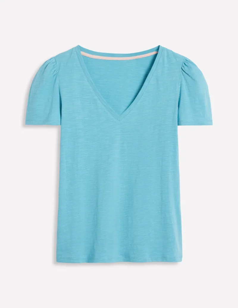 Nachtwäsche & Schlafanzüge | T-shirts & Tops | Boden T-Shirt mit V-Ausschnitt- Enteneiblau