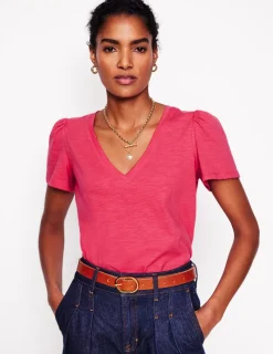 Nachtwäsche & Schlafanzüge | T-shirts & Tops | Boden T-Shirt mit V-Ausschnitt- Kamelienrosa