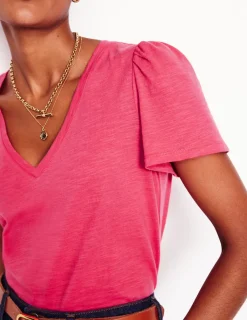 Nachtwäsche & Schlafanzüge | T-shirts & Tops | Boden T-Shirt mit V-Ausschnitt- Kamelienrosa