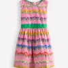 Kleider | Boden Vintage-Kleid aus Baumwolle und Leinen-Rosa Frühling Blumenmuster Streifen RosaFrühlingBlumenmusterStreifen