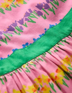 Kleider | Boden Vintage-Kleid aus Baumwolle und Leinen-Rosa Frühling Blumenmuster Streifen RosaFrühlingBlumenmusterStreifen
