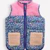 Mäntel & Jacken | Boden Weste aus Borg-Mix und Kragen-Saphirblau Nautisches Blumenmuster SaphirblauNautischesBlumenmuster