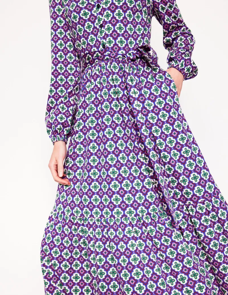 Kleider & Jumpsuits | Midi | Boden Willow Gestuftes Jerseykleid-Bunt, Marokkanischer Diamant Bunt,MarokkanischerDiamant