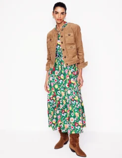 Kleider & Jumpsuits | Midi | Boden Willow Gestuftes Jerseykleid-Waldgras, Blühende Rebe Waldgras,BlühendeRebe