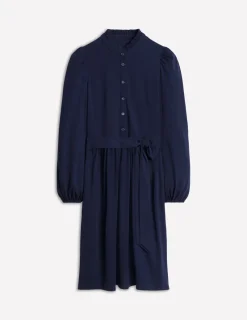 Kleider & Jumpsuits | Knielang | Boden Willow Kurzes Hemdblusenkleid mit Rüschen-Aqua Marine Marl AquaMarineMarl